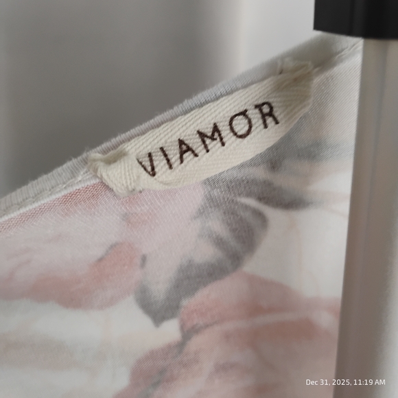 Viamor Women's Size Medium Floral High Low Dress in White and Pink - Picture 5 of 5